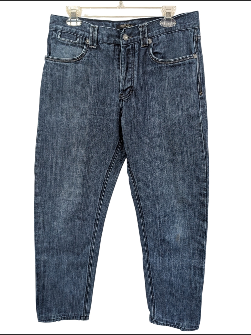 Roberto Cavalli Men's Straight Dark Blue Denim Jeans